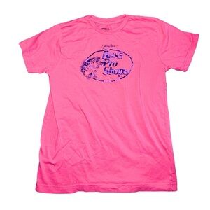 Sporty Girl Bass Pro Bright Pink T-Shirt with‎ Purple Metallic Print Size L